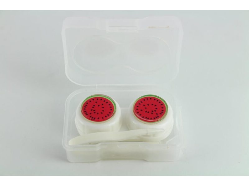 Fruit shaped contact lens storage set, Colour: white / melon