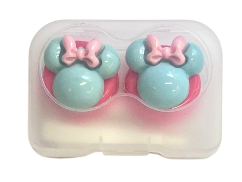 Minnie figure contact lens storage set, Colour: pink base, turquoise, pink bow