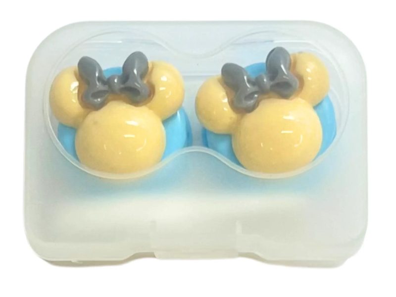 Minnie figurine contact lens storage set, Colour: blue base, yellow, grey bow