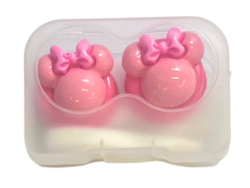 Minnie figure contact lens storage set, Colour: pink base, pink, pink bow