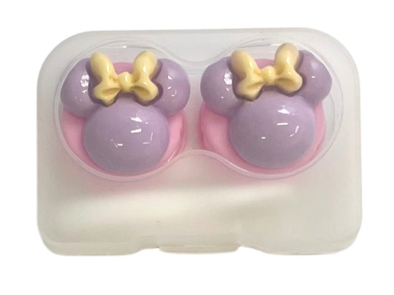 Minnie figure contact lens storage set, Colour: pink base, purple, yellow bow