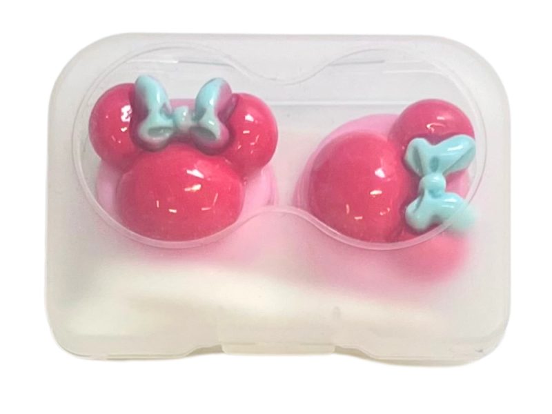 Minnie figure contact lens storage set, Colour: pink base, red, blue bow
