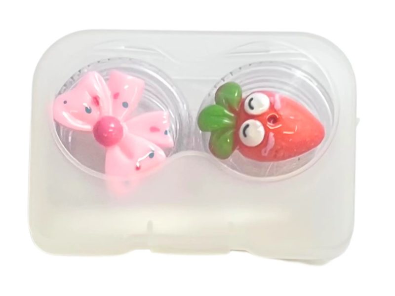Carrot bow figure contact lens storage set, Colour: orange, pink