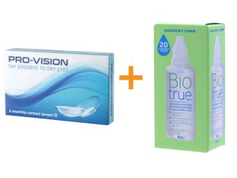  Pro-Vision (6 kom) - silikon hidrogel, mesečna kontaktna sočiva + Biotrue (60 ml)